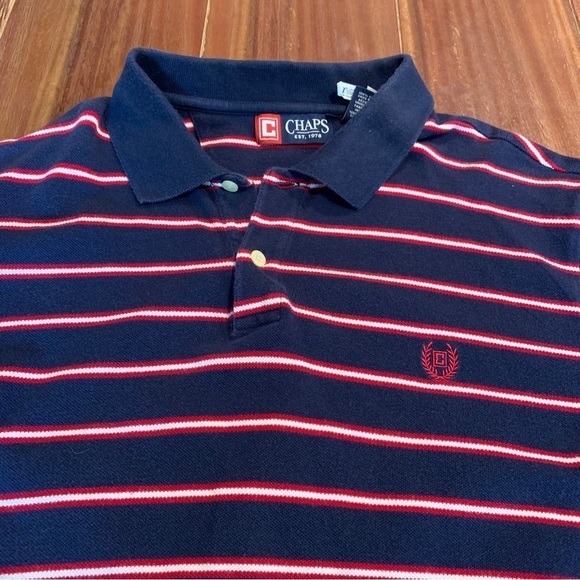 Chaps Men’s Short Sleeve Striped Polo Shirt XL - Picture 2 of 6
